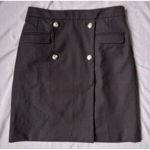 NWT TALBOTS Black A Line Faux Wrap Skirt Lined Career Workwear Womens Size 4